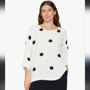 MASAI Copenhagen Black Polka‎ Dot Cream Tunic Top Shirt Size L